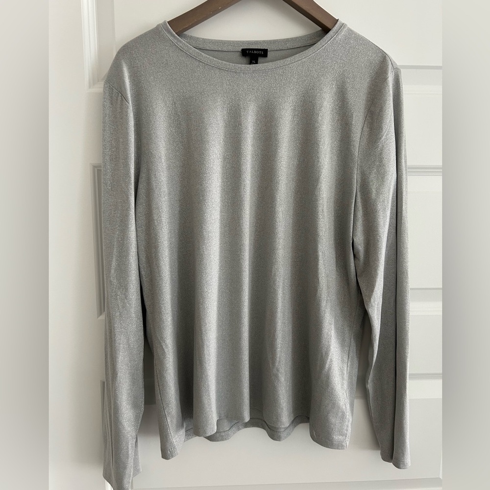 Talbots Sparkly Silver Top Size XL